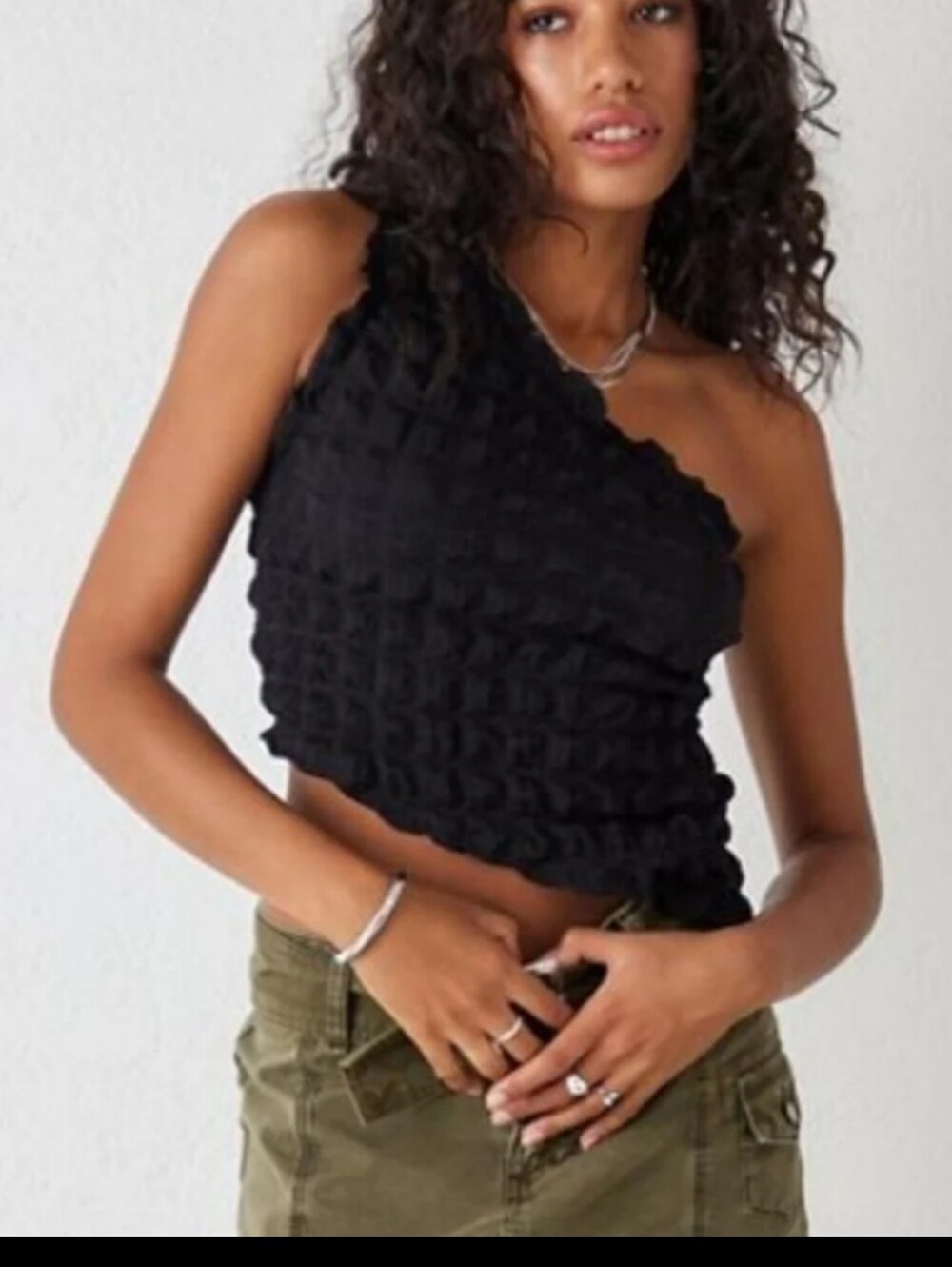 URBAN OUTFITTERS Pippa Popcorn Asymmetric Top                     NWT Size L